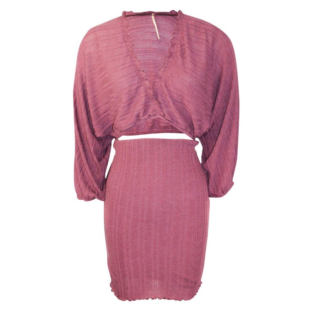 Lani California Knit Two Piece Skirt Set Red S & L